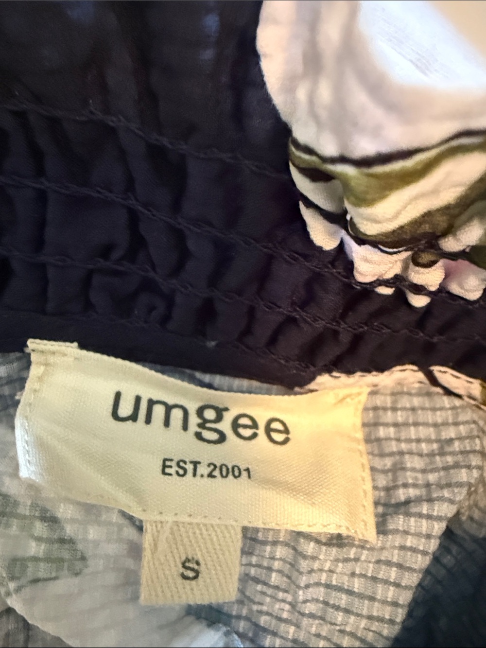 Umgee Navy Floral Embroidered Peasant Top - Picture 3 of 3
